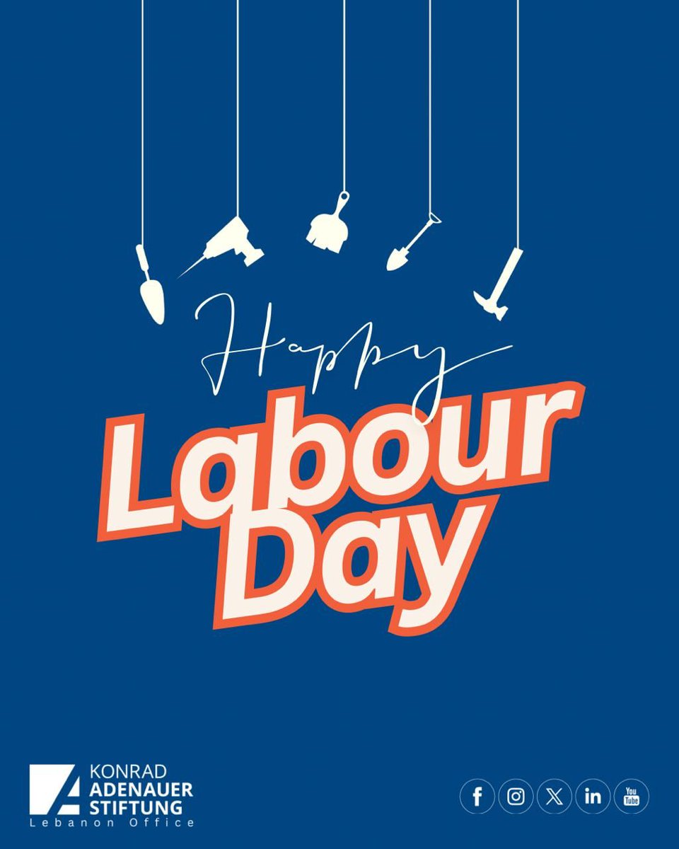 Warm Labor Day greetings from #KASLebanon
Today, we honor the strength, resilience, and dignity of all workers who shape our communities &amp; uphold shared values through their dedication.
May this day renew our commitment to justice, equity, &amp; the recognition of every human effort.