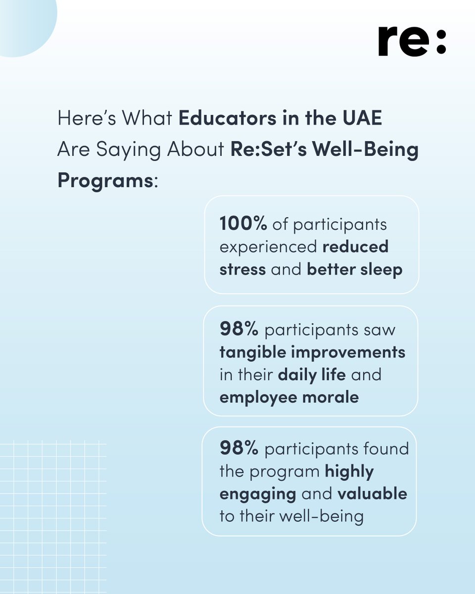 💪Reduced teacher stress. Stronger teams. Calmer classrooms.

That’s what our science-backed well-being programs are delivering in schools across the UAE.
One hour. Tangible change. Tailored to your staff.

Message us to learn more.📲

#EducationLeadership #UAEEducation #UAEEd