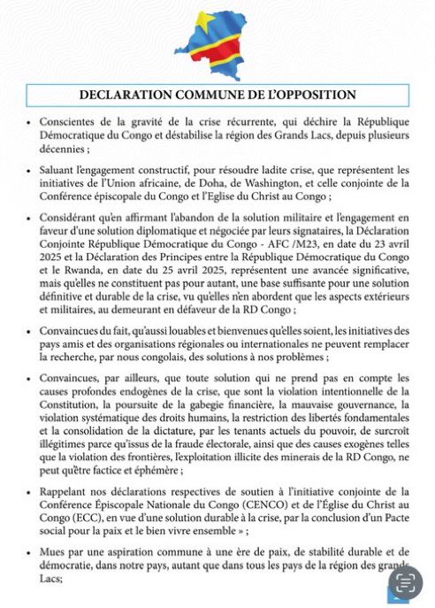 Delphino12's tweet photo. #CongoPolitics
Signataires sont:
1️⃣. Joseph Kabila
2️⃣. Martin Fayulu
3️⃣. Moïse Katumbi
4️⃣. Delly Sessanga
❎. Le premier a volé la victoire au second sous prexte qu’il est si “radical” et ne pourra être à mesure de gérer le pouvoir lors de la première passation (2018).
❎. Le premier a fait que le troisuème ne se represente pas aux elections de 2018.
❎. Le troisième, par forme de vangeance, a rejoint Tshisekedi pour compromettre les accords CACH-FCC. Quelque temps après, il a réalisé s’être trompé.
❎. Delly joue la mediation partout.
❌. Enfin, devant Tshisekedi, Kagame & Nangaa-Bisimwa, les quatre (tous) realisent que les choses avancent dans une direction (moins) claire. Ils realisent qu’ils se sont tous trompés depuis 2001.
Il faut une autre formule pour faire la politique au #Congo. La politique qui met en avant l’intérêt du public et d citoyen ordinaire.
C’est assez quand même!