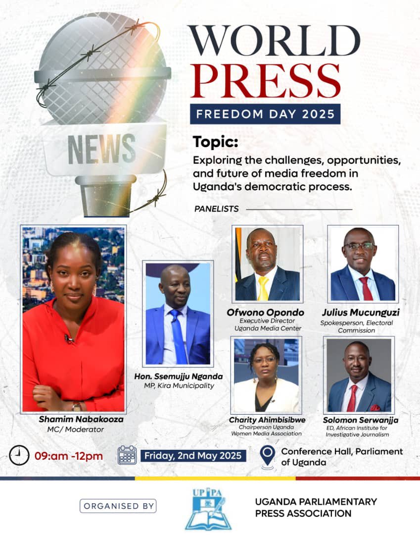 USPAmedia's tweet photo. USPA will join the Uganda Parliamentary Press Association to commemorate the World Press Freedom Day 2025 tomorrow at Parliament. 

#WorldPressFreedomDay @Uppareports @IbandaSamuel22 #USPAUpdates2025 https://t.co/2cBFEJUjYj