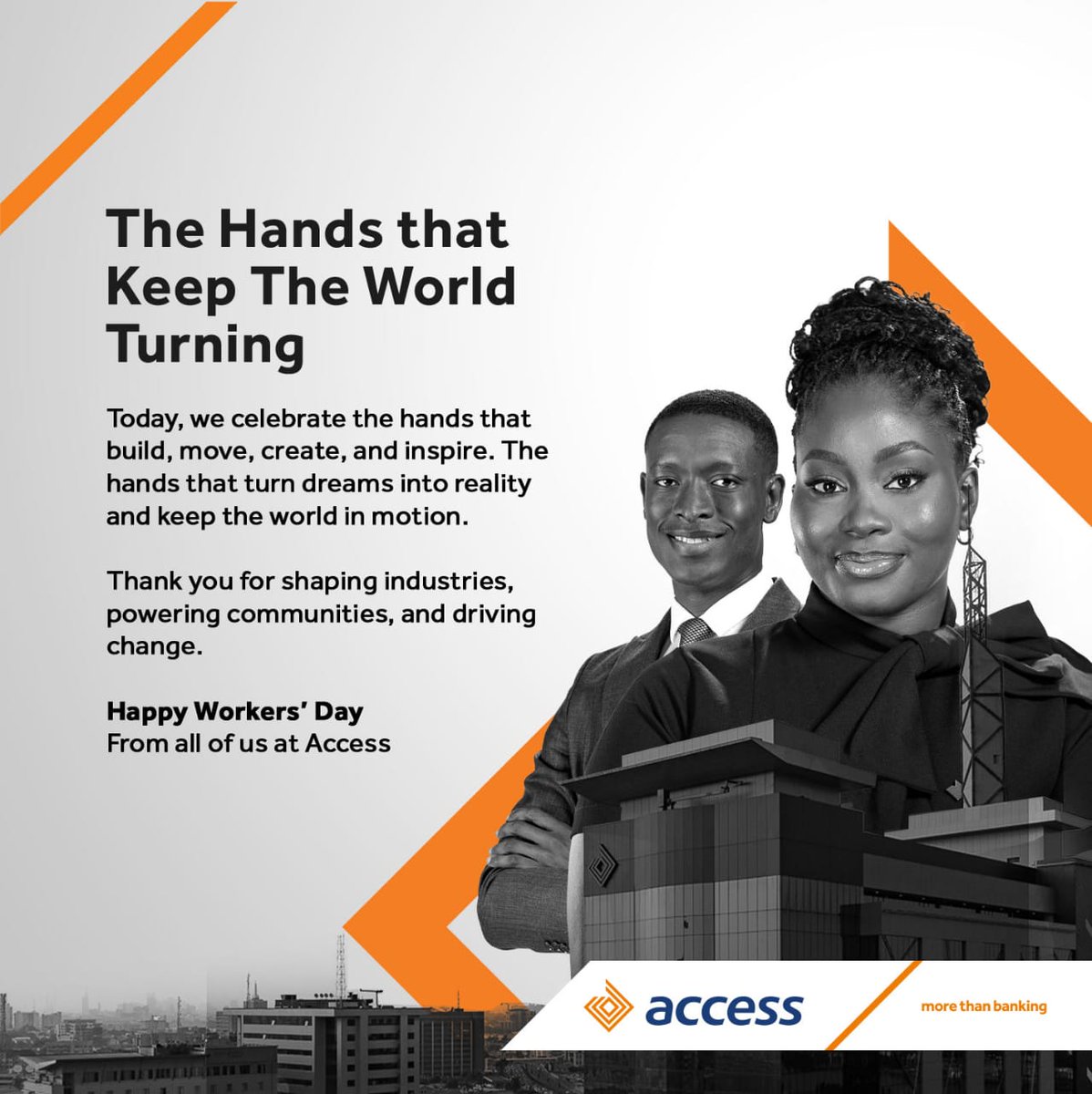 Celebrating the dedication, resilience, and impact of every worker. Happy Workers' Day to all who shape our world through hard work and purpose.

#AccessbankTanzania
#WorkersDay