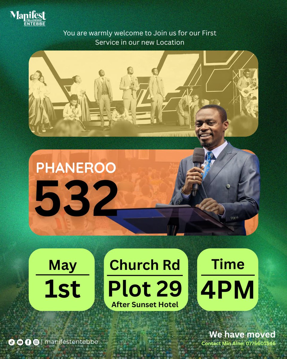 Mimilove_M's tweet photo. We Moved..
We Shifted..
We are the richest fastest growing manifest in the all World.💃💃From Entebbe church Rd plot 3 to plot 29..After Sunset Hotel, Entebbe.
Come ready for a powerful time in God’s presence! 💚
  #WeMoved
#ManifestEntebbe
#Phaneroo https://t.co/5siRlPOF0A