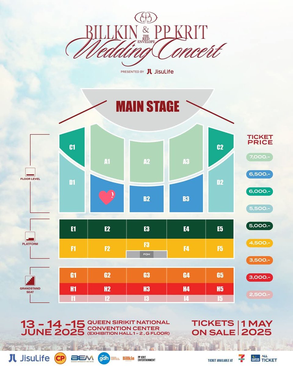 WTS ll บัตร Zone B1  1 ใบ 
สนใจสอบถามได้นะคะ
#BKPPWeddingConcert