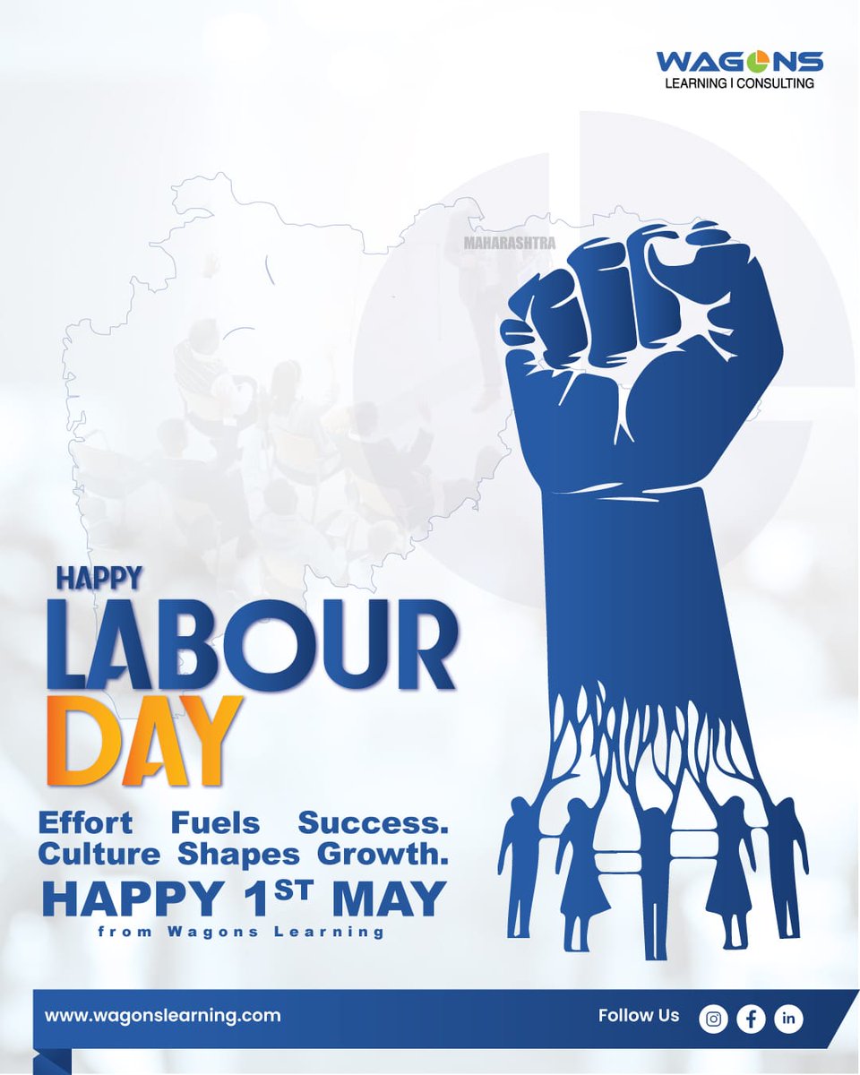 WagonsLearning's tweet image. May 1st – A day that honors both hard work and heritage.
Effort fuels success. Culture shapes growth.
Wishing you a meaningful Labour Day and a proud Maharashtra Day from Wagons Learning.
#LabourDay #MaharashtraDay #WagonsLearning #GrowthCulture #ProudToProgress