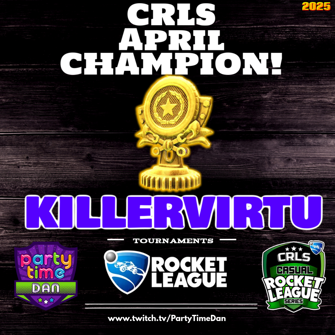 PartyTime_Dan's tweet image. 👑 ALL HAIL THE NEW KING OF THE STREAM! 👑

Congratulations to @KillerVirtu on becoming our April 2025 CRLS Champion! 🏆

truly worthy of the crown!

Join us for more Rocket League action: twitch.tv/partytimedan

#RocketLeague #CRLS #Gaming