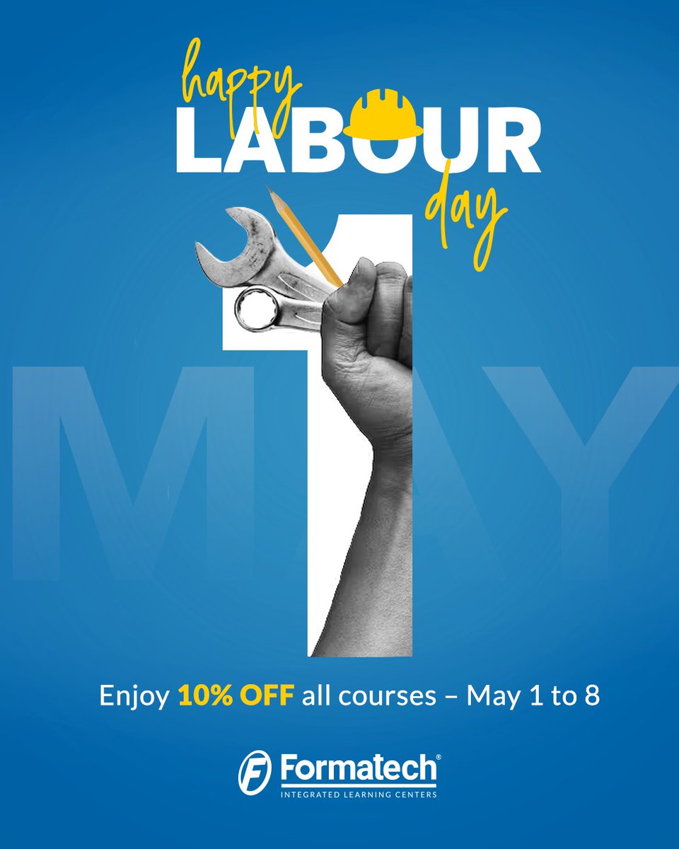 formatechedu's tweet image. To every hard-working professional out there—this one’s for you!  Celebrate your efforts with 10% OFF on all Formatech courses from May 1st to 8th. Invest in yourself, because learning never stops!

Promocode “LABOR10”
👉 Explore now: formatechedu.com

#Formatech30years