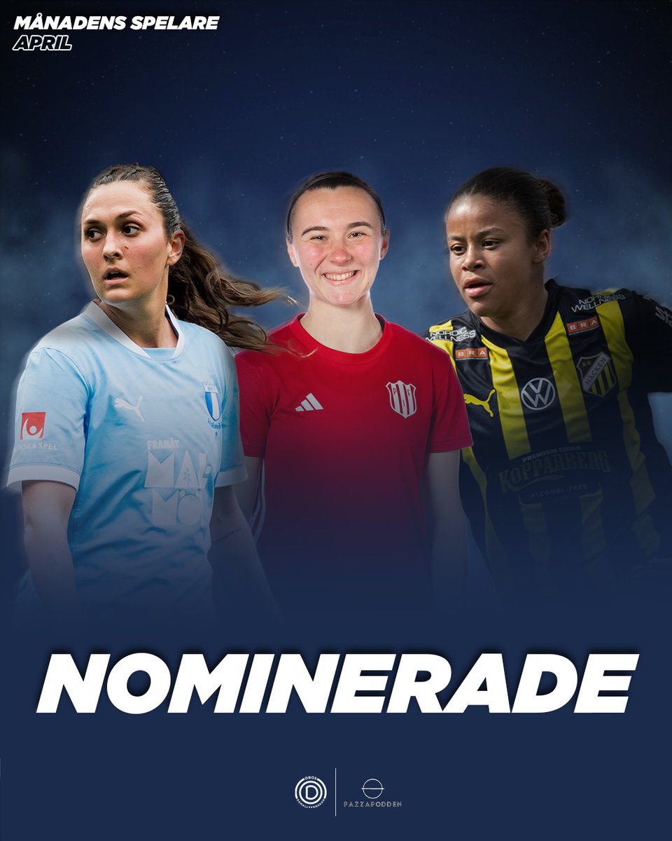 Izzy D'Aquila, Emily Gray och Felicia Schröder är nominerade till Månadens Spelare i april! 💫

Vilken är din favorit? 

Motiveringarna kan du läsa på vår hemsida, vinnaren presenteras 8/5.

obosdamallsvenskan.se