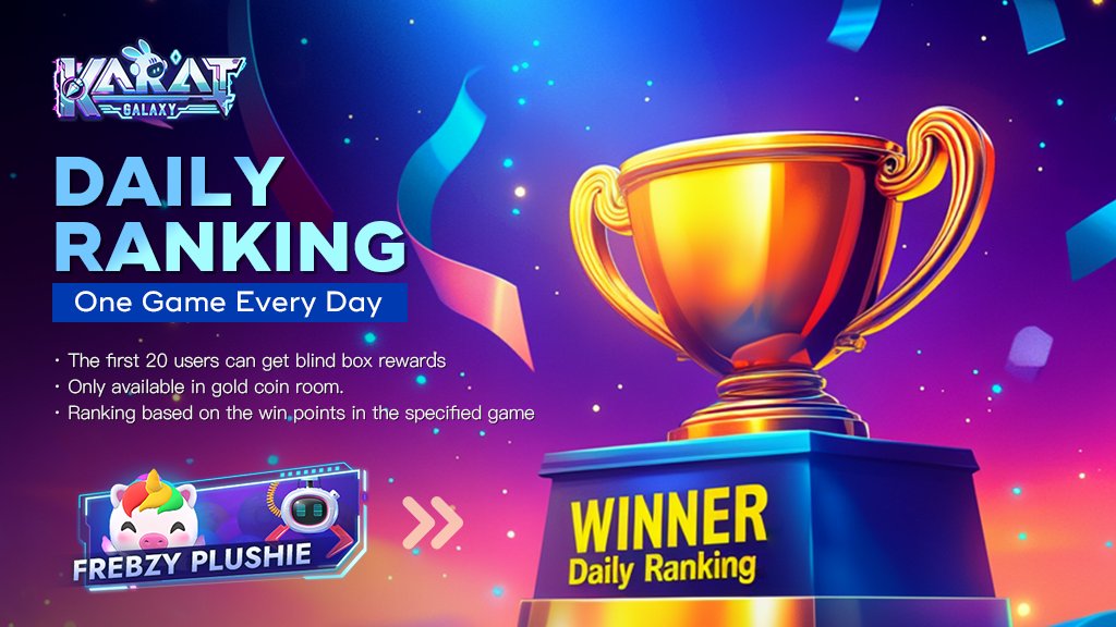 🏆#KaratGalaxy Daily Ranking

Play🧸FREBZY PLUSHIE🧸, climb the leaderboard, and win #NFT Rewards! 

🔥 Today’s game: 🧸FREBZY PLUSHIE🧸
🏅 Top 10 win rewards!
💰 In the Gold Coin Room.
📊 Rankings based on win points.
Play now!➡️t.me/KaratGalaxy_Bot

#Crypto #GameFi #NFT