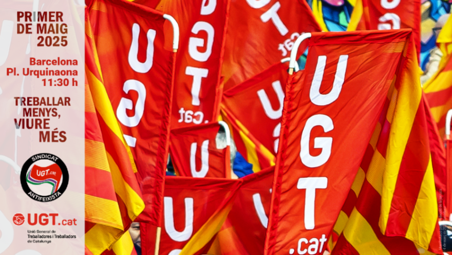 ugtcatalunya's tweet photo. ✊ Visca el Primer de Maig i visca la classe treballadora! #1deMaigUGT
 
📢 T'esperem a les 11:30 h a plaça Urquinaona per reivindicar que les persones treballadores volem més drets i més temps per viure! https://t.co/XFdaiCUy0o