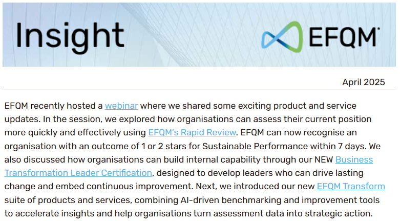 Keep up to date with the latest news from EFQM by registering for our monthly newsletter here bit.ly/47H99Ud