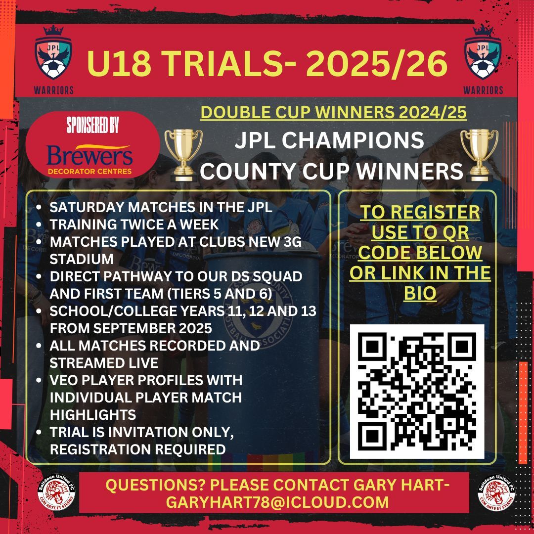 Come and join our successful double cup winning team 🏆  🏆 

Trial registration closes soon.