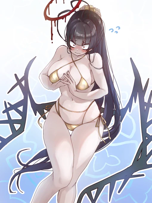 金ビキニも似合うね GW後半も頑張れそうだよ #ブルアカ #金ビキニ