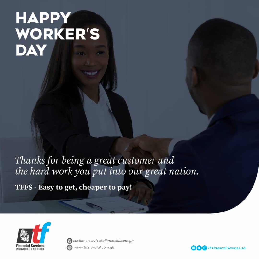 tffinancials's tweet photo. You are the backbone of the economy,  so we choose to celebrate you for all your hardwork and contributions to nation building.  Ayekoo!
#HappyWorkersDay
#MayDay
#TFFS
#EasyToGetCheaperToPay https://t.co/PSc5XlIFmh