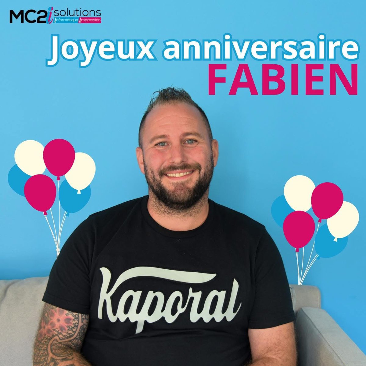 mc2i_solutions's tweet image. [ANNIVERSAIRE 🎁]

Joyeux anniversaire 🎂 Fabien 🤝 en ce 1er mai. 

Fabien est notre responsable impression 🖨️. 

#Anniversaire #Clement #MC2ISolutions #TeamMC2I #Numérique #Informatique #Impression #Andrézieux