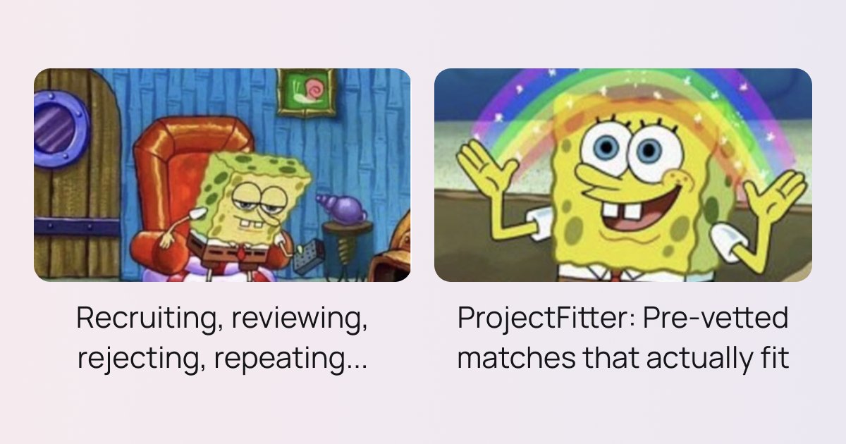 ProjectFitter_'s tweet photo. 💥 The #StartupHiring loop:
1. Post job
2. Get flooded
3. Review 150+ resumes
4. Get ghosted
5. Repeat

That’s why we built https://t.co/Gz7qTw3xAN:
✅ Pre-vetted devs
✅ Skill + vibe matching
✅ Results in days

More details here: https://t.co/D4BIuiZ19F

#HRTech https://t.co/l1WA0Qv6pg