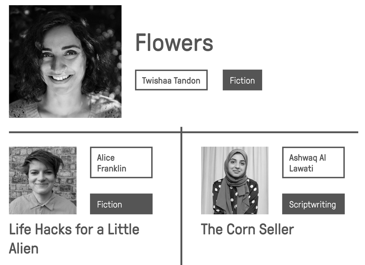New on NewWriting:
newwriting.net

Flowers by Twishaa Tandon (@TandonTwis47452)

Life Hacks for a Little Alien by Alice Franklin

The Corn Seller by Ashwaq Al Lawati