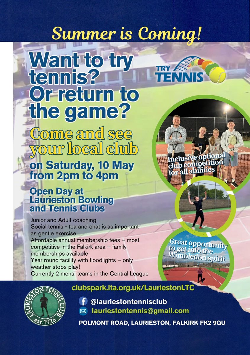 Laurieston Bowling Club (@lauriestonbowls) on Twitter photo With just over a week to go before our Try Bowls open day in partnership with our neighbouring tennis club, we warmly invite pupils, parents and staff from our local schools...
<a href="/LauriestonPS/">Laurieston PS</a>
<a href="/WestquarterPrim/">Westquarter Primary</a>
<a href="/HallglenPrimary/">Hallglen Primary School</a>
<a href="/primaryandrew/">St Andrew's Primary</a>
<a href="/GHSfalkirk/">Graeme High School</a>
<a href="/BraesHigh/">Braes High School</a>
<a href="/StMungosFalkirk/">St Mungo's HS</a> With just over a week to go before our Try Bowls open day in partnership with our neighbouring tennis club, we warmly invite pupils, parents and staff from our local schools...
<a href="/LauriestonPS/">Laurieston PS</a>
<a href="/WestquarterPrim/">Westquarter Primary</a>
<a href="/HallglenPrimary/">Hallglen Primary School</a>
<a href="/primaryandrew/">St Andrew's Primary</a>
<a href="/GHSfalkirk/">Graeme High School</a>
<a href="/BraesHigh/">Braes High School</a>
<a href="/StMungosFalkirk/">St Mungo's HS</a>