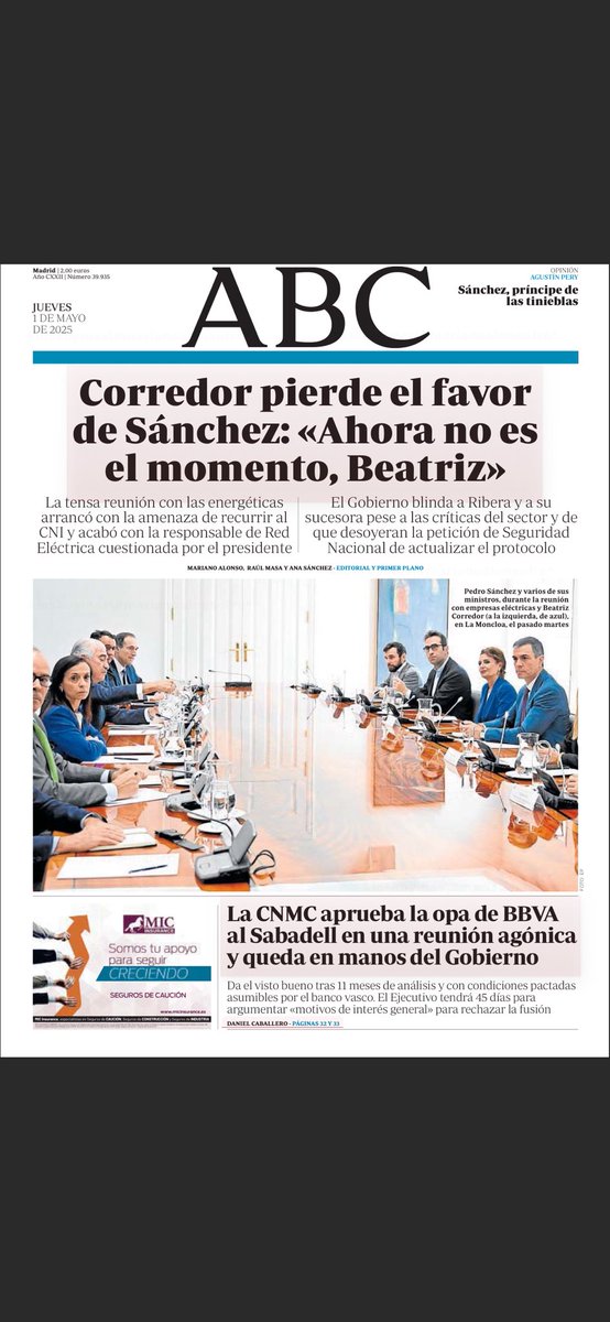 Corredor pierde el favor de Sánchez