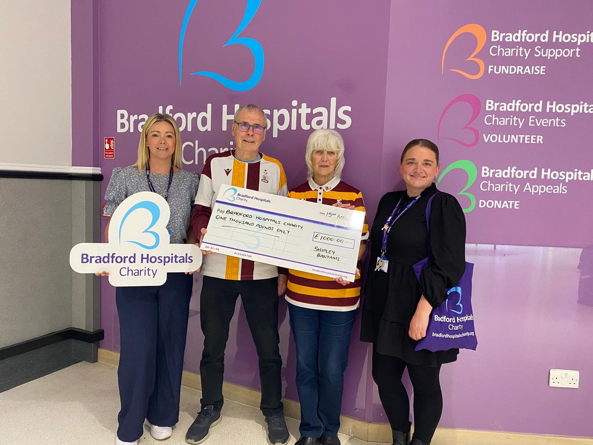 Bradford Hospitals' Charity (@bthftcharity) on Twitter photo The whole team at Bradford Hospitals Charity would like to thank members of Shipley Bantams, who continue to support us year on year β½οΈ
We recently received an amazing Β£1,000! π₯³π
Thank you so much Shipley Bantams! π
<a href="/BTHFT/">Bradford Teaching Hospitals NHS FT</a> The whole team at Bradford Hospitals Charity would like to thank members of Shipley Bantams, who continue to support us year on year β½οΈ
We recently received an amazing Β£1,000! π₯³π
Thank you so much Shipley Bantams! π
<a href="/BTHFT/">Bradford Teaching Hospitals NHS FT</a>