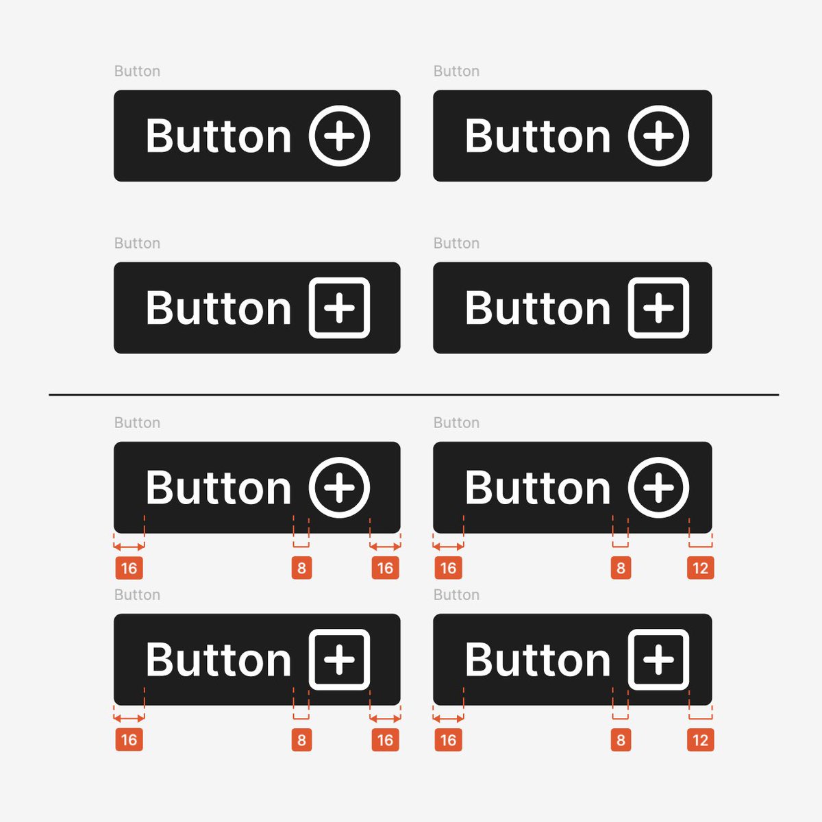 Q. アイコンが丸い形状じゃないときにどうするのか たしかにアイコンの形状によってFigmaのコンポーネントプロパティないしは実装においてアイコンの形状に基づいて余白のバリエーションを変えるというのはなかなかに厳しい。僕ならここで色々なことを考える。  1 ..., image size:1200x1200