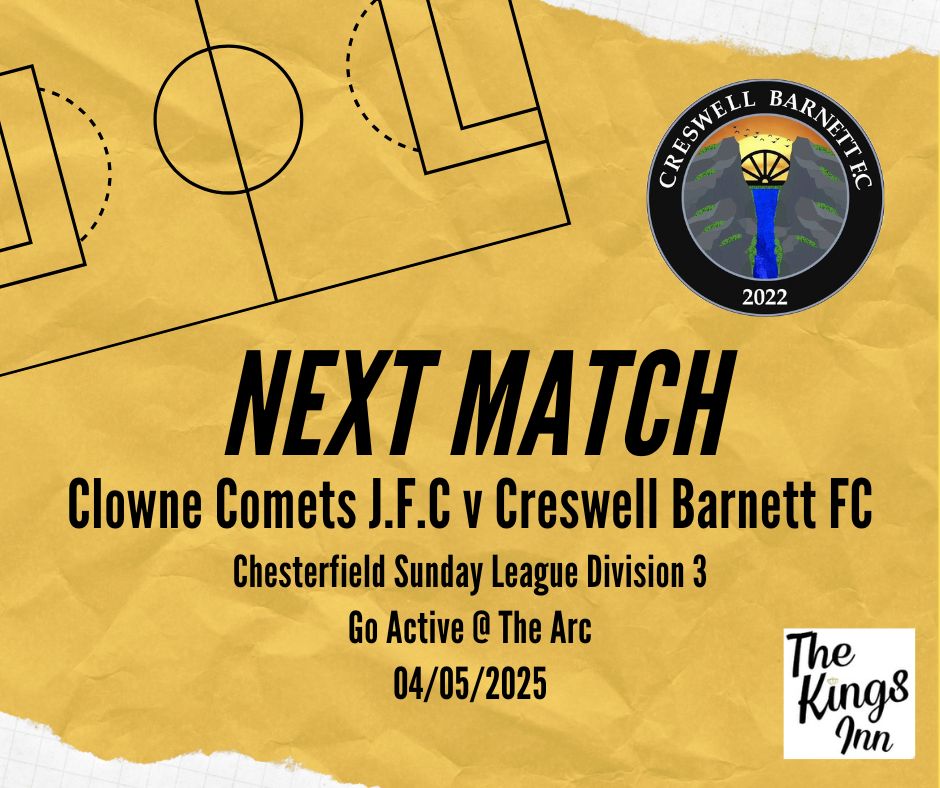 𝗠𝗔𝗧𝗖𝗛𝗗𝗔𝗬 𝟭𝟴 🔜⚽

Our season concludes with a trip to local neighbours Clowne Comets J.F.C.