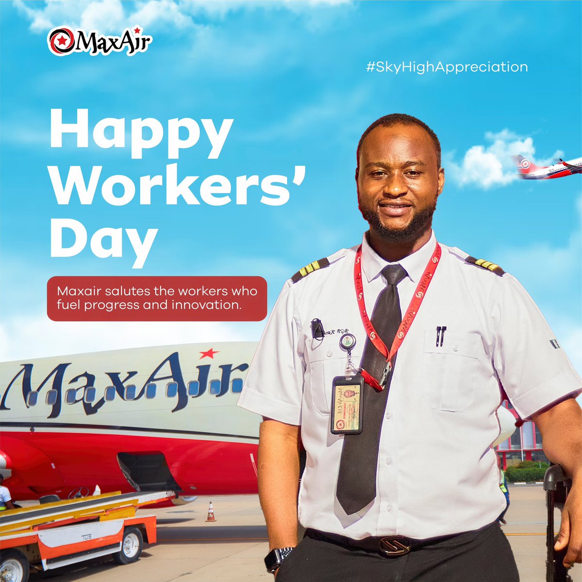 Today no be about suits and ties 😀 na about uniforms wey dey move the world!

we celebrate the dedication, passion, and hard work of every hand that keeps us soaring higher. Happy Worker’s Day from all of us at MaxAir!