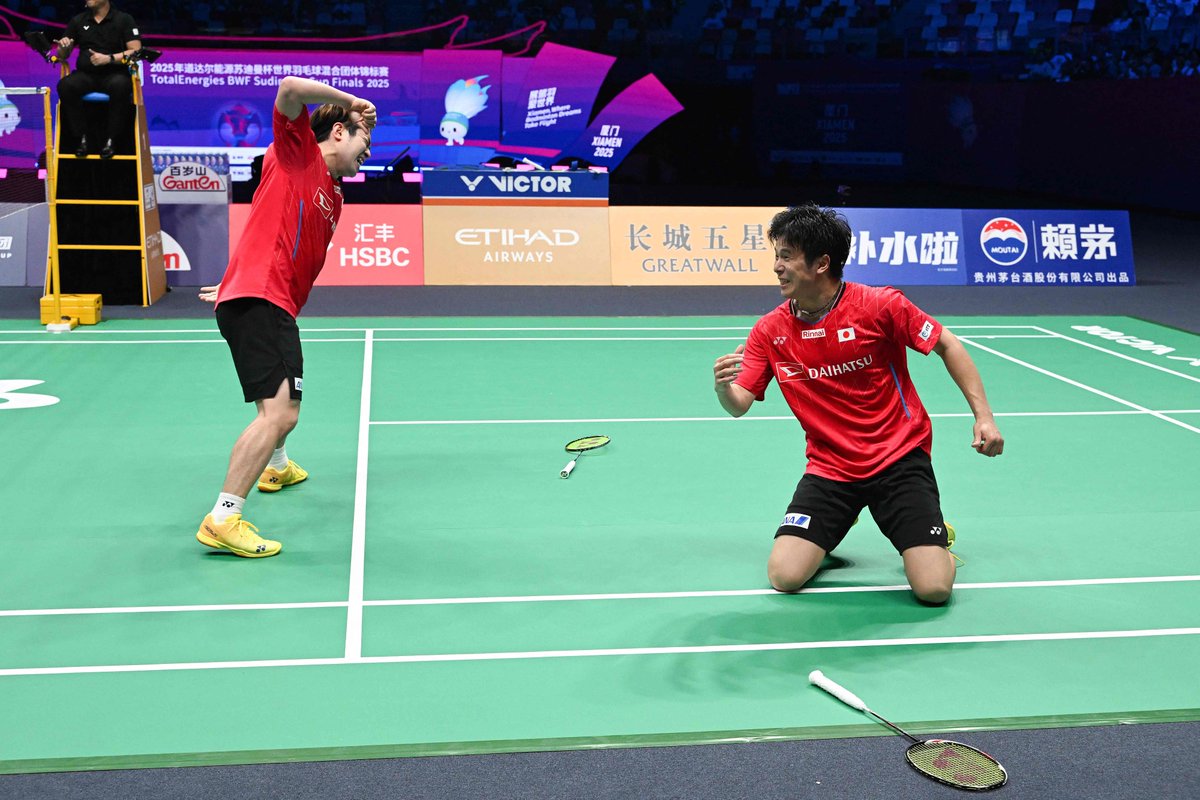 🏸#SudirmanCup2025 
🇯🇵 Takuro Hoki/Yugo Kobayashi extended their head-to-head dominance, improving their record against Aaron Chia/Soh Wooi Yik 🇲🇾 to 9-2.

#Badminton #SudirmanCupFinals #Xiamen2025 #スディルマンカップ2025 #小林優吾 #保木卓朗 #バドミントン