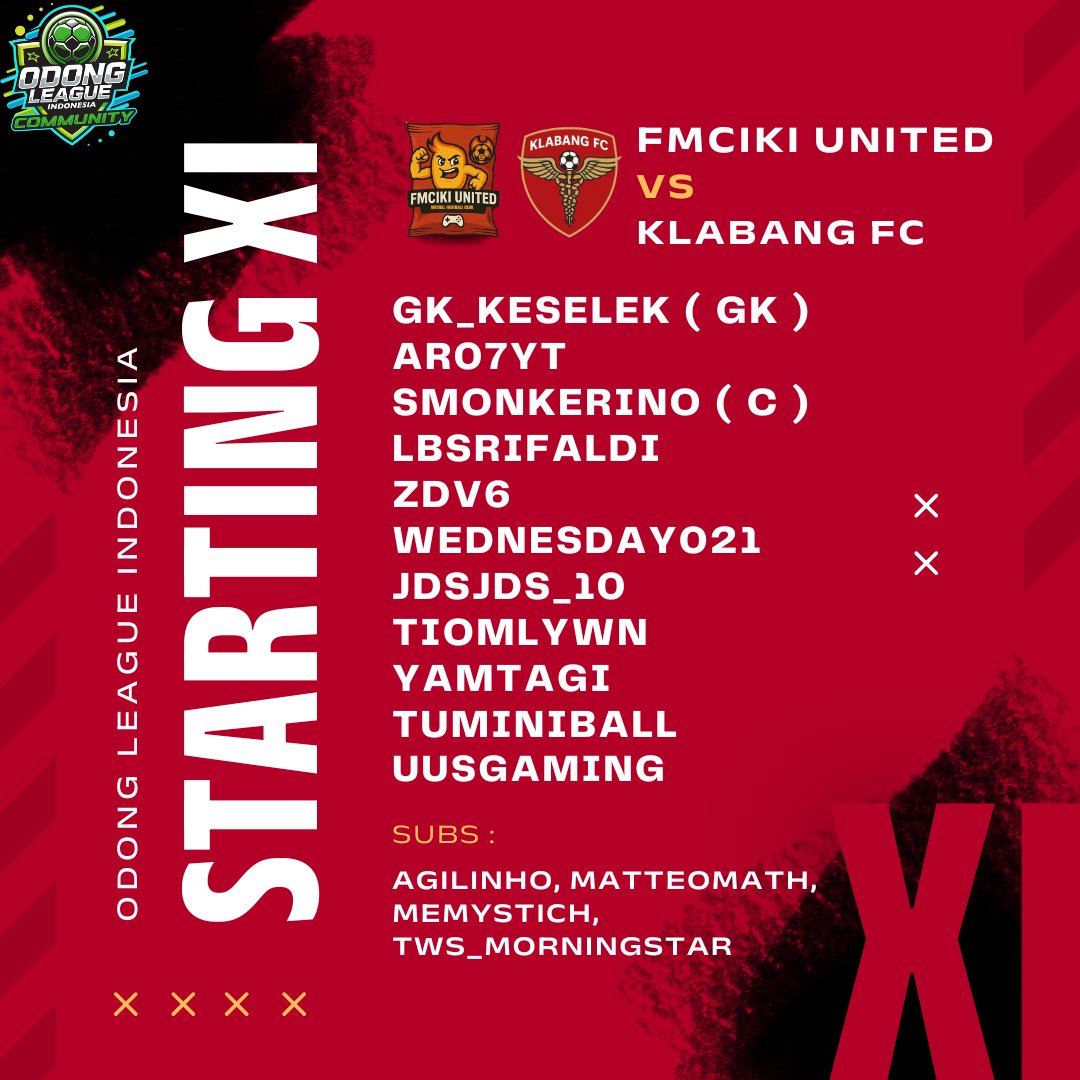 Guys malam ini divisi FC25 Proclub dari <a href="/id_fm/">Football Manager Indonesia</a> <a href="/fmciki/">FM Ciki Indonesia</a> akan berlaga di matchday 1 Odong League, yuk ramaikan!! 

Live: 
🎥 : youtube.com/@adt_game ( pov GK ) 
🎥 : youtube.com/@manarhidayat2 ( POV Tele )