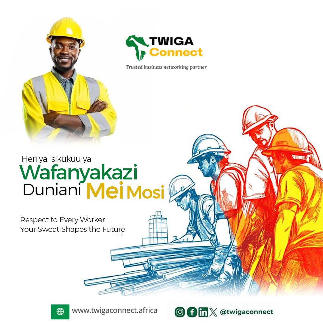 Today we honour the changemakers driving innovation, resilience, and progress across Africa and beyond.

Happy Labour Day 2025 from Twiga Connect – where purpose meets possibility.

#LabourDay #TwigaConnect #AfricaRising #MayDay2025