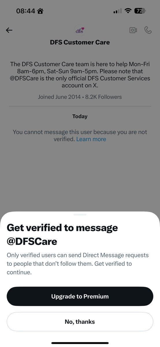 ollycookson's tweet photo. @DFSCare I can’t unless verified can you message me https://t.co/vXTNvHc17k