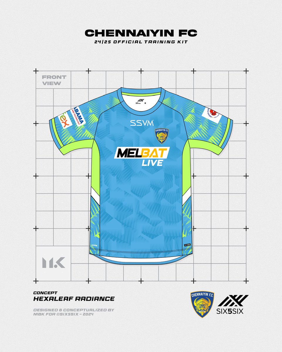 worldofMBK's tweet photo. As the ISL 24-25 season comes to a close, I’m proud to showcase HexaLeaf Radiance, the official training jersey design for @ChennaiyinFC 

@SIX5SIXSport https://t.co/uvjEXSkpEz