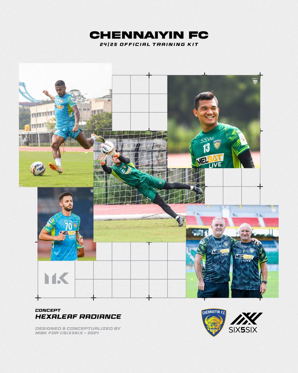 worldofMBK's tweet photo. As the ISL 24-25 season comes to a close, I’m proud to showcase HexaLeaf Radiance, the official training jersey design for @ChennaiyinFC 

@SIX5SIXSport https://t.co/uvjEXSkpEz