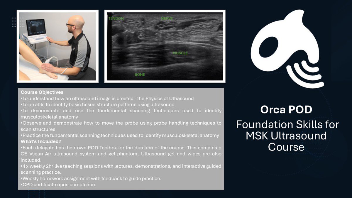 Get started with your MSK Ultrasound training with our Foundation course. Learn from the comfort of home or clinic with remote teaching &amp; loan of a GE V-scan air scanner for course duration.

Limited spaces on next course starting 30th May.

Details: lnkd.in/eqFvn7cr