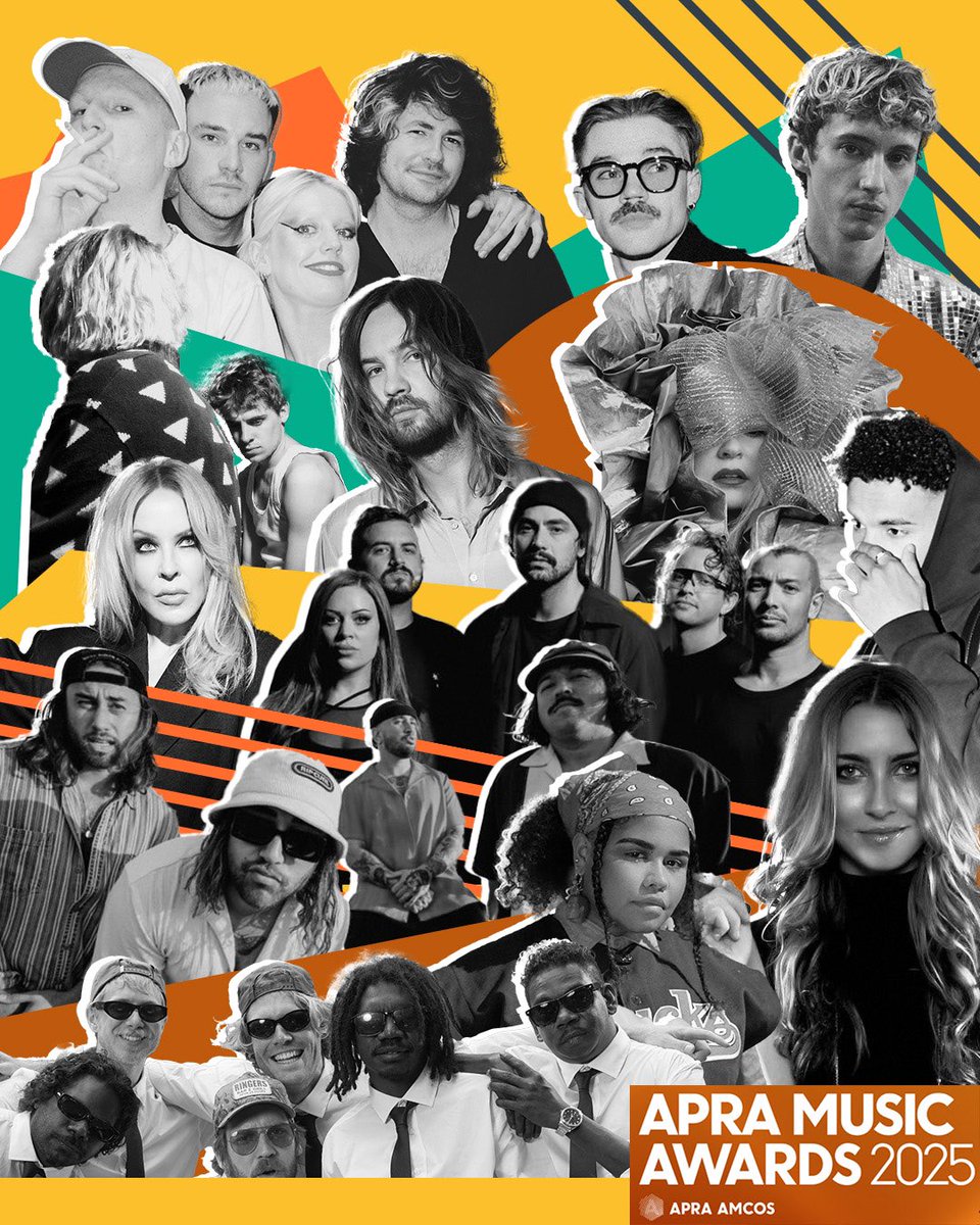 ARIA (@aria_official) on Twitter photo Huge congratulations to all the 2025 APRA Awards 👏
Incredible to see so many ARIA Award winners and nominees recognised - proof that #AusMusic is more powerful, diverse, and exciting than ever! ✨
<a href="/kylieminogue/">Kylie Minogue</a>
<a href="/troyesivan/">👼🏼</a>
<a href="/amylandsniffers/">Amyl and The Sniffers</a>
Kevin Parker (<a href="/tameimpala/">Tame Impala</a> )
<a href="/Sia/">sia</a> Huge congratulations to all the 2025 APRA Awards 👏
Incredible to see so many ARIA Award winners and nominees recognised - proof that #AusMusic is more powerful, diverse, and exciting than ever! ✨
<a href="/kylieminogue/">Kylie Minogue</a>
<a href="/troyesivan/">👼🏼</a>
<a href="/amylandsniffers/">Amyl and The Sniffers</a>
Kevin Parker (<a href="/tameimpala/">Tame Impala</a> )
<a href="/Sia/">sia</a>