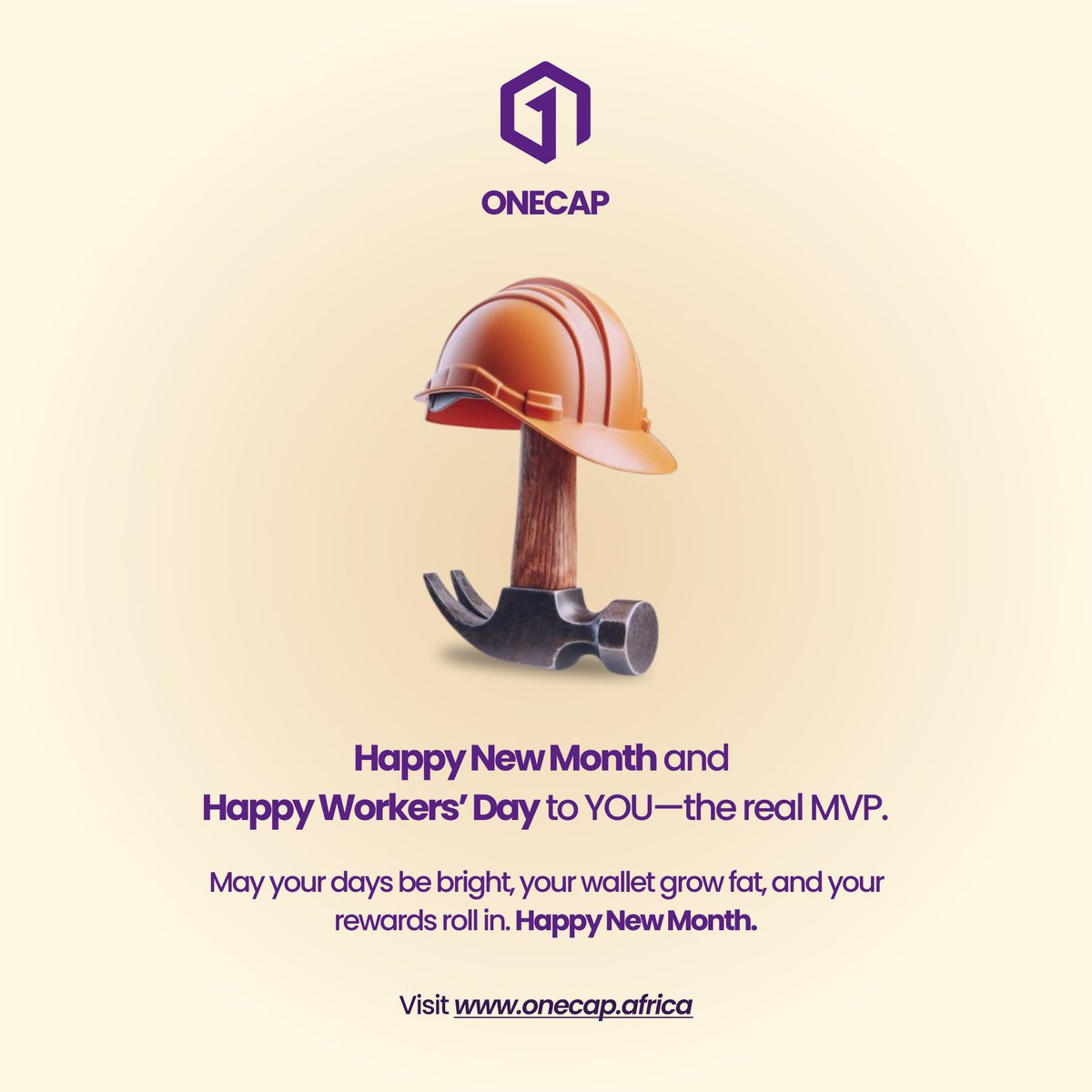 OnecapAfrica's tweet photo. Happy New Month and Happy Worker's Day from OneCap. Let's make May magical๐ช๐พ๐
#OneCap #saveplaywin #WorkersDay2025 https://t.co/7Od35ORkzf