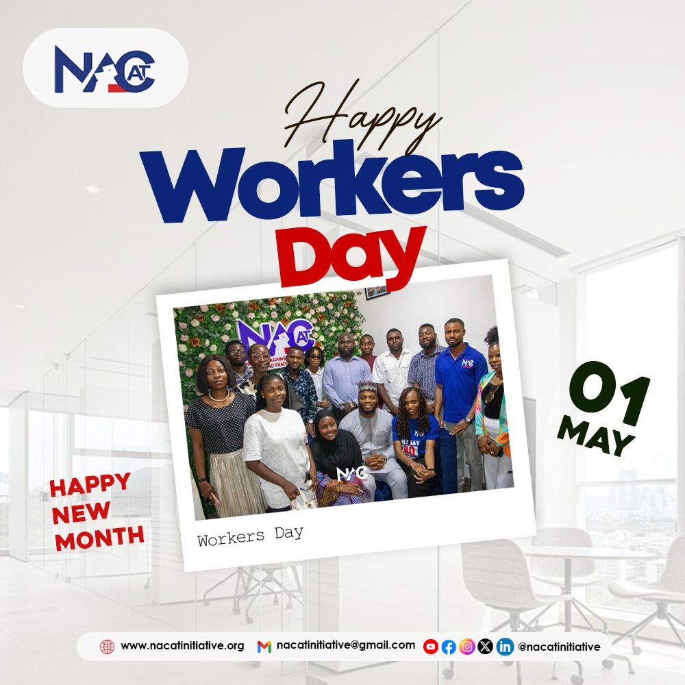 NacatInitiative's tweet photo. Empowering every hand, uplifting every voice-today we celebrate the strength, resilience, and impact of workers building a better Nigeria. Happy Workers’ Day from NACAT! #DignityInLabour #NACATInitiative https://t.co/XaVDShSHSr