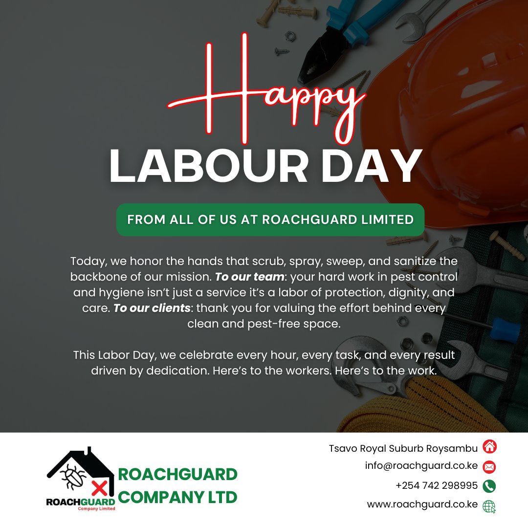 RoachGuard_Ltd's tweet photo. Let's celebrate together!!
#LabourDay https://t.co/a1FWrjIaNO