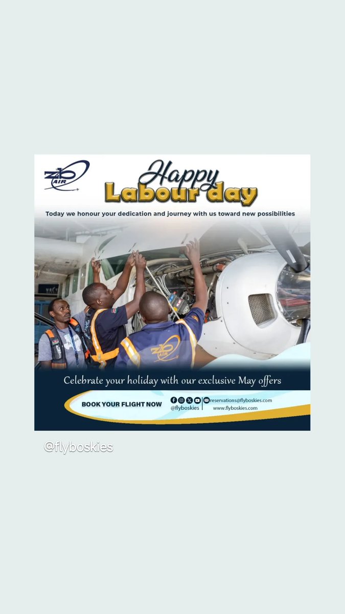 flyboskies's tweet photo. Honoring the effort behind every achievement.
Happy Labour Day from all of us at FlyBoskies ✈️
#FlyBoskies #Happylabourday #Privatecharters #Luxurytravel https://t.co/fv1lJRASlJ