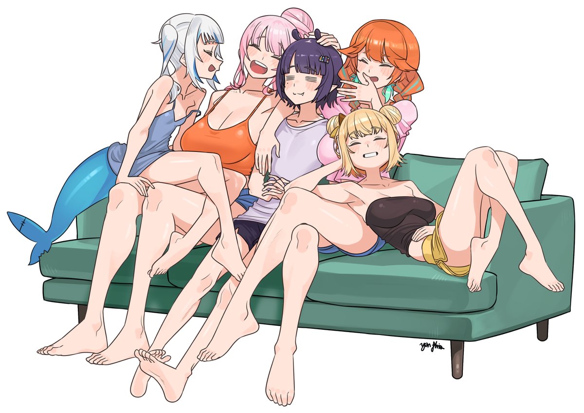 がうるぐら ,森美声 ,一伊那尓栖 ,小鳥遊キアラ ,ワトソン・アメリア 「#Myth4Ever5 」|Yan_Jhiaのイラスト