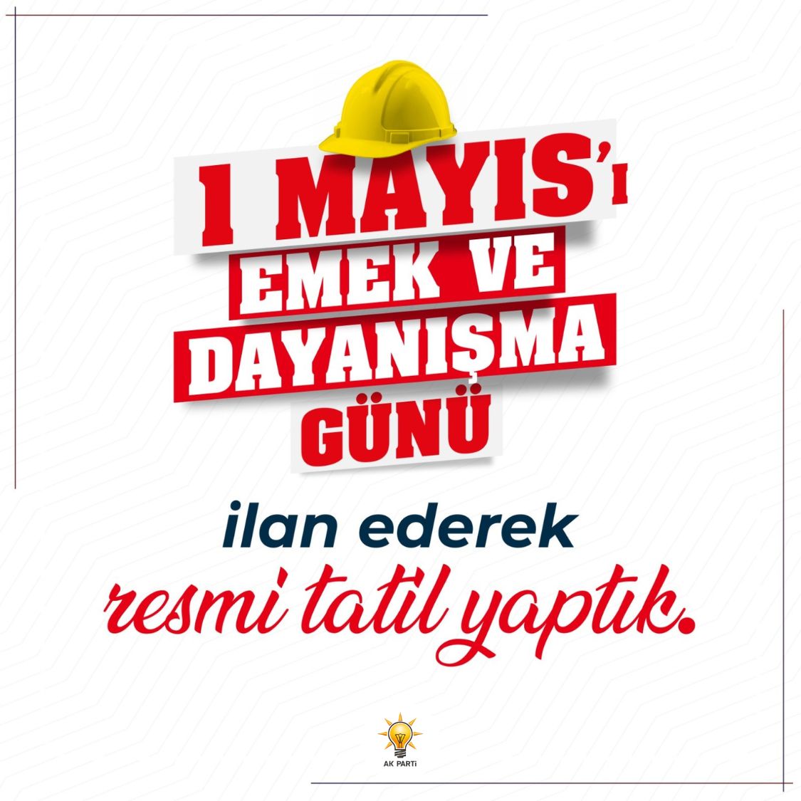 bahcavanramazan's tweet photo. Alın teriyle, emeğiyle Türkiye’yi büyüten tüm işçi kardeşlerimizin 1 Mayıs Emek ve Dayanışma Günü’nü kutluyorum. AK Parti demek umut demek, huzurlu bir gelecek demek...
#EmekVarsaUmutVar 
#1Mayıs https://t.co/7df3SpfY9Z