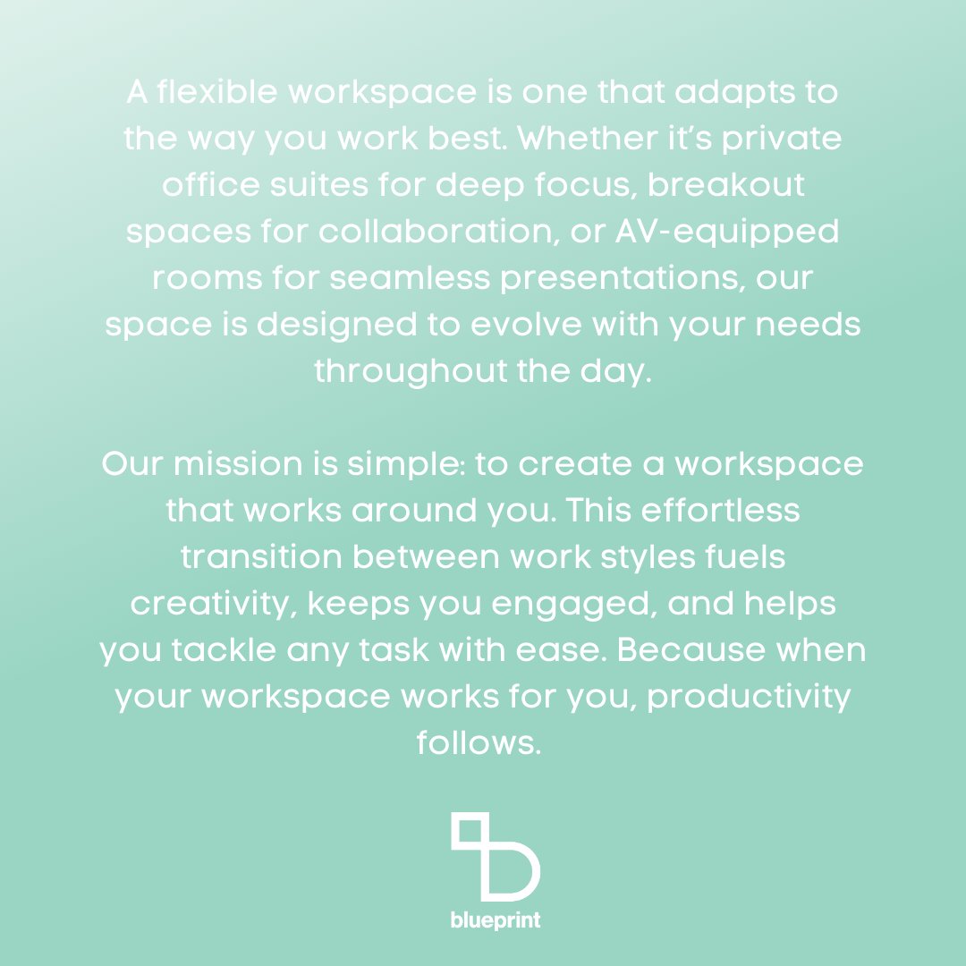 BlueprintWorks1's tweet photo. At Blueprint Workspace, we pride ourselves on being truly flexible. But what does that actually mean? Let us explain 💬
#blueprintworkspace #flexibleworking #productivity https://t.co/eb8F5YXSvu