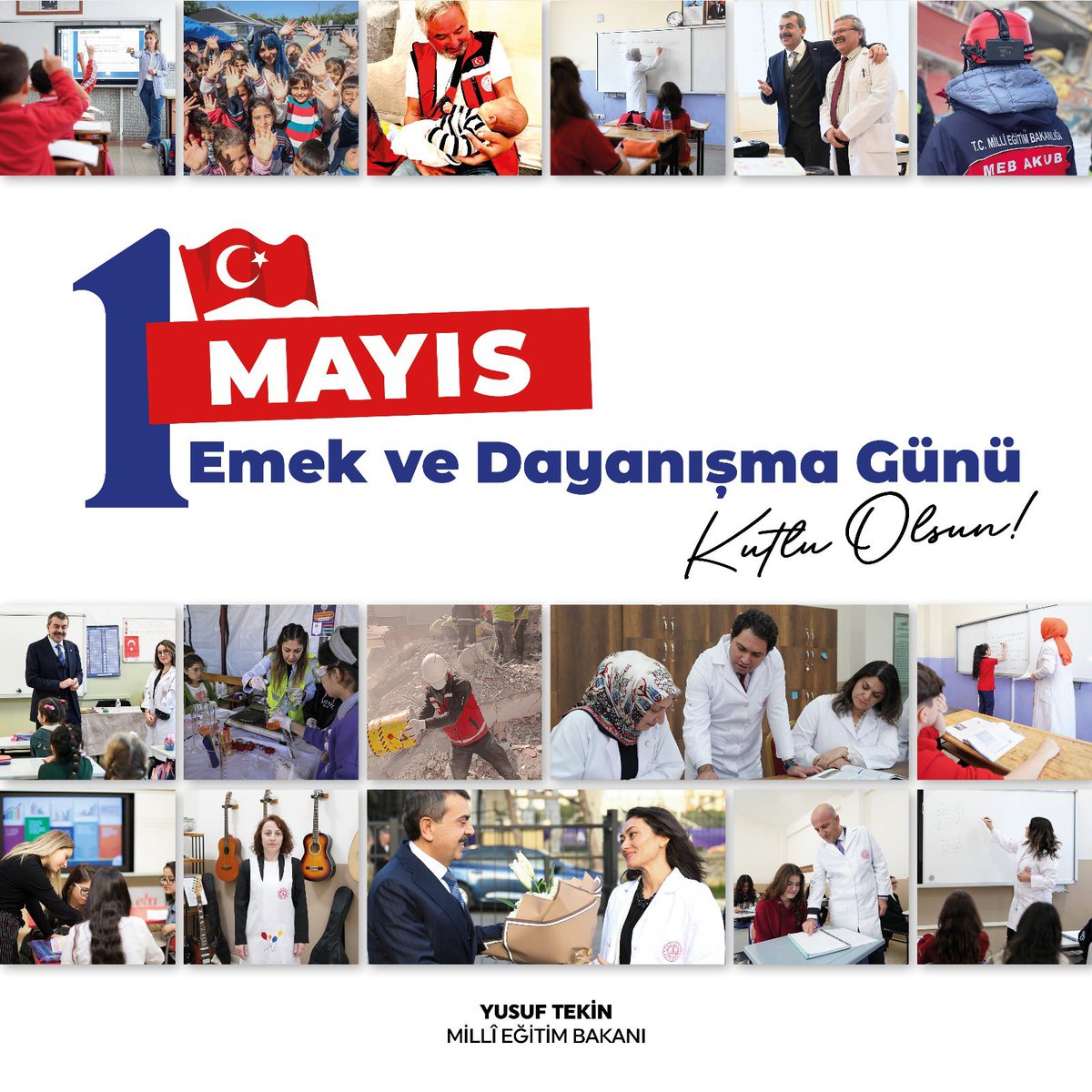 1 Mayıs Emek ve Dayanışma Günü Kutlu Olsun❗️

Birlik ve beraberliğimizin alın teriyle değer kazandığı bu anlamlı günde, başta ülkemizin dört bir yanında fedakârca görev yapan öğretmenlerimiz, eğitim yöneticilerimiz ve tüm eğitim çalışanlarımız olmak üzere, emeğiyle Türkiye’nin