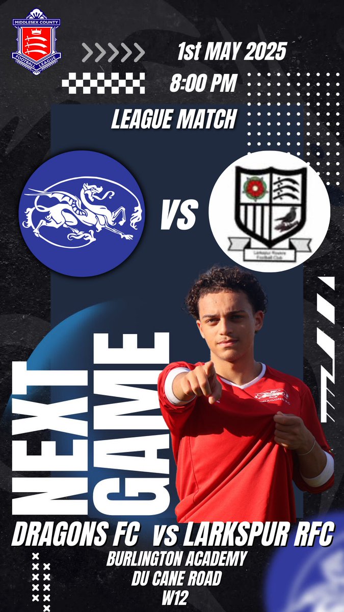 Kensington Dragons FC (@kendragonsfc) on Twitter photo KDFC home fixture tonight 📢
Come on down and show your support
on a warm evening in west London 🌤️
1st Team Match Details:
🗓️01/05/2025
🏆Middlesex Premier Div
⏱️8:00PM KO
🆚<a href="/LarkspurRovers/">Larkspur Rovers FC</a>
🏟️Burlington Danes Academy
🎟️ £0
#groundhopper #MidweekMotivation #Football KDFC home fixture tonight 📢
Come on down and show your support
on a warm evening in west London 🌤️
1st Team Match Details:
🗓️01/05/2025
🏆Middlesex Premier Div
⏱️8:00PM KO
🆚<a href="/LarkspurRovers/">Larkspur Rovers FC</a>
🏟️Burlington Danes Academy
🎟️ £0
#groundhopper #MidweekMotivation #Football