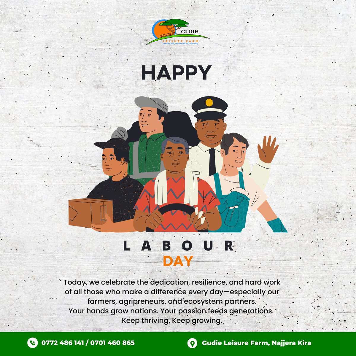 gudie_farm's tweet photo. Happy #LabourDay2025! 

Today we honor the hardworking hands that feed, build, and grow communities.
At #GudieLeisureFarm, we salute YOU—our agripreneurs, partners &amp; changemakers.
Keep growing. Keep thriving! 💪🏾
#WorkWithPurpose #YouthInAgribusiness #PowerOfWork https://t.co/1uDRbtHmXB