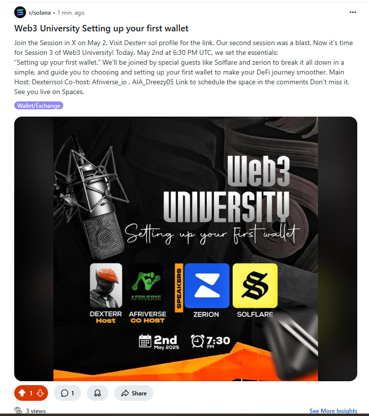rcris015's tweet photo. Shared the upcoming Session 3 of Web university on Solana Reddit. 👑

Let's not forget our friends who like to hear more about @solflare and @zerion . 👑

Don't forget to save it. 👑

#Solflare
#zerion
#web3university https://t.co/17qEb6Lmu6