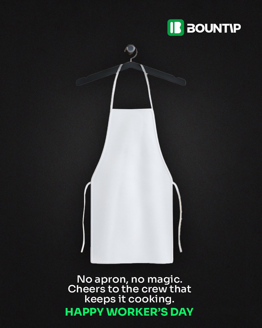 bountipglobal's tweet photo. Today is not just Worker’s Day, it’s a shoutout to the hustle behind the heat. Happy worker’s day from Bountip.
#bountip #workersday #restaurantsolution https://t.co/1dM4auMl4o