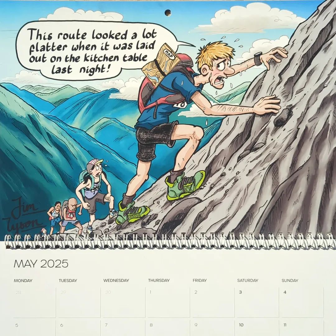 Life's all about perspective as we say hello to May on the Fellrunning Cartoon Calendar. If you've been feeling rather flat lately, maybe this current bout of spring sunshine will elevate your mood...and your running!