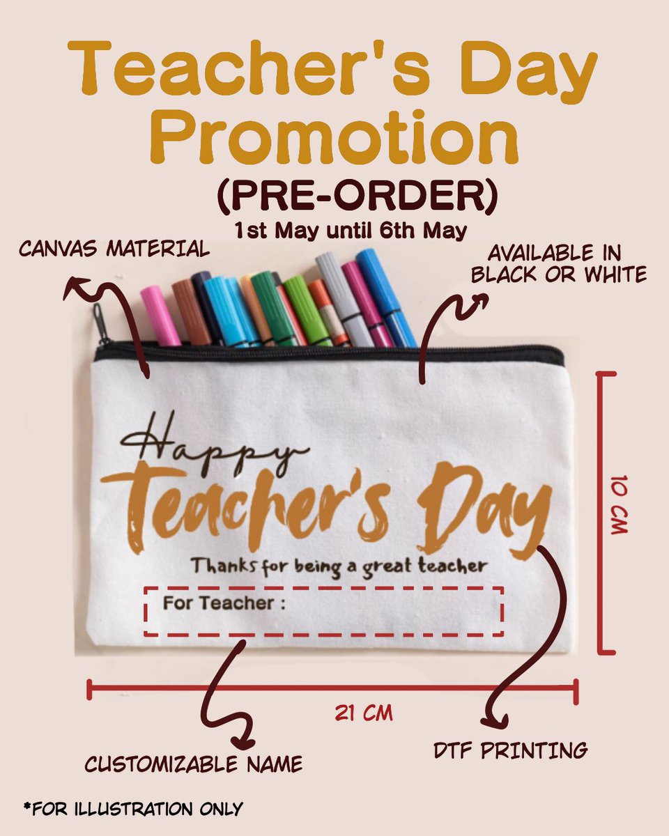 kayzexTheUndead's tweet photo. TEACHER'S DAY PROMOTION!!

Celebrate your teacher's Day with adorable customizable pouch!! 30% off discount limited during teacher's day!! Dm us now to know how to place your order and customize your pouch!!

*Limited only for Malaysian https://t.co/ErkatRQKnU
