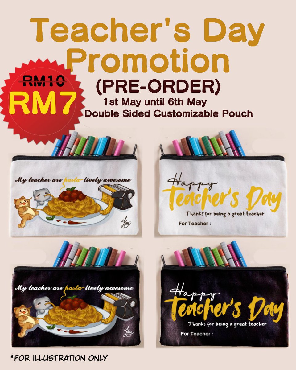 kayzexTheUndead's tweet photo. TEACHER'S DAY PROMOTION!!

Celebrate your teacher's Day with adorable customizable pouch!! 30% off discount limited during teacher's day!! Dm us now to know how to place your order and customize your pouch!!

*Limited only for Malaysian https://t.co/ErkatRQKnU