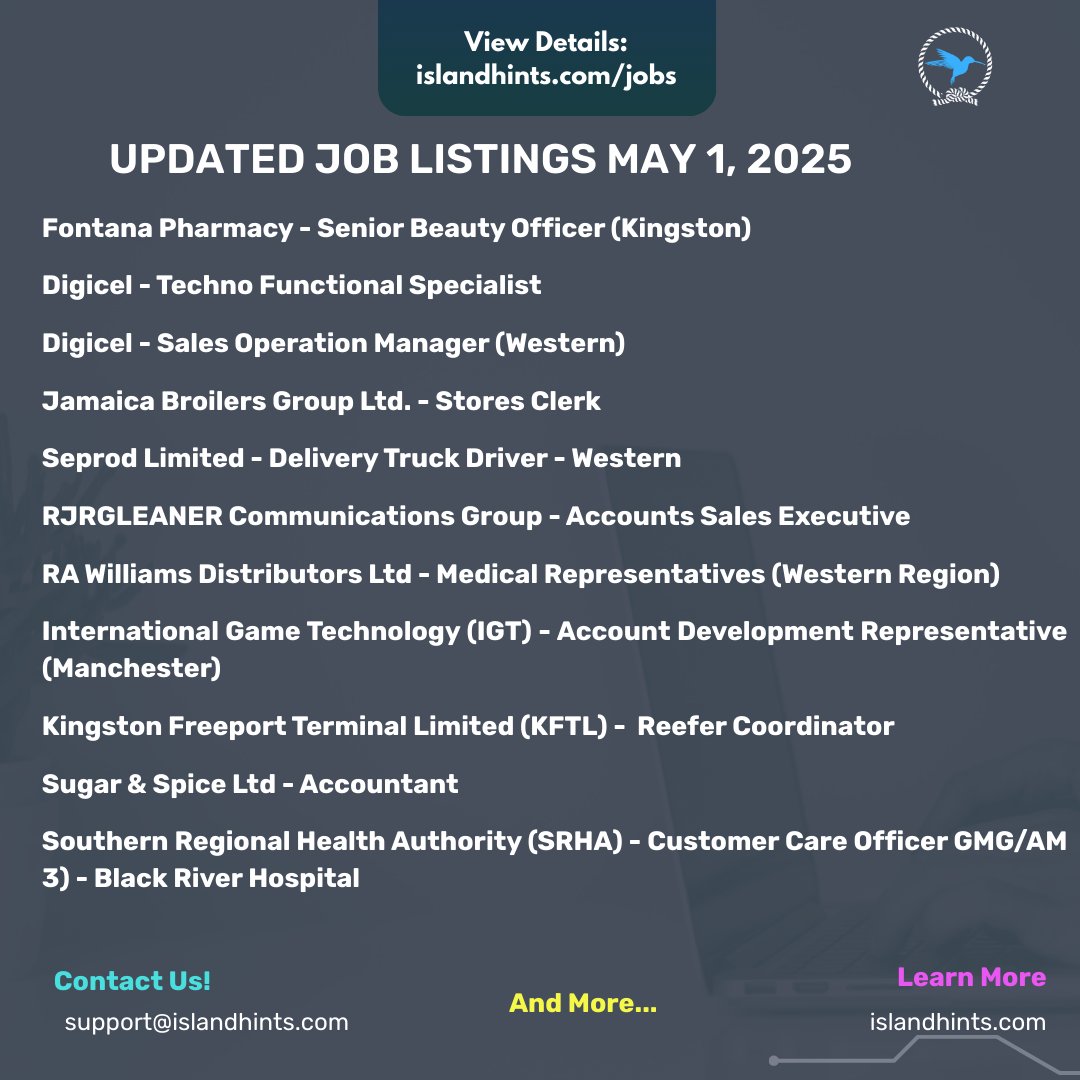Check out these new listings:

🔗 Apply Now: islandhints.com/jobs

⚠️ You cannot apply directly on our site. Use the job listing for full application details.

📣 Follow <a href="/islandhints/">Islandhints</a> and tag a friend looking for work!